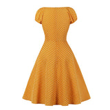 Tie Sweetheart Neck Polka Dot Vintage Women Summer Dress 2021 High Waist Retro Female A Line Swing Casual Dresses 1950s Style
