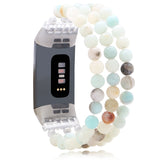 Women Natural Stone Elastic Watchband For Fitbit Charge 3/4 Handmade Beads Smart Watch Strap For Unisex Watch Bracelet Wristband