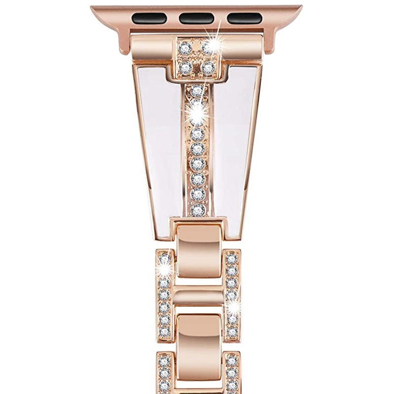Diamond Stainless Steel Strap For Apple Watch Band 6 44/40/38/42mm iWatch Series Bands 6 SE 5 4 3 jewelry Women's Belt Bracelet