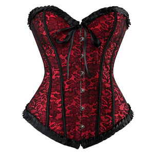 Women Sexy Lace Floral Overbust Corset Waist Training Victorian Vintage Jacquard Corsets Bustiers Lingerie Top Plus Size S-6XL