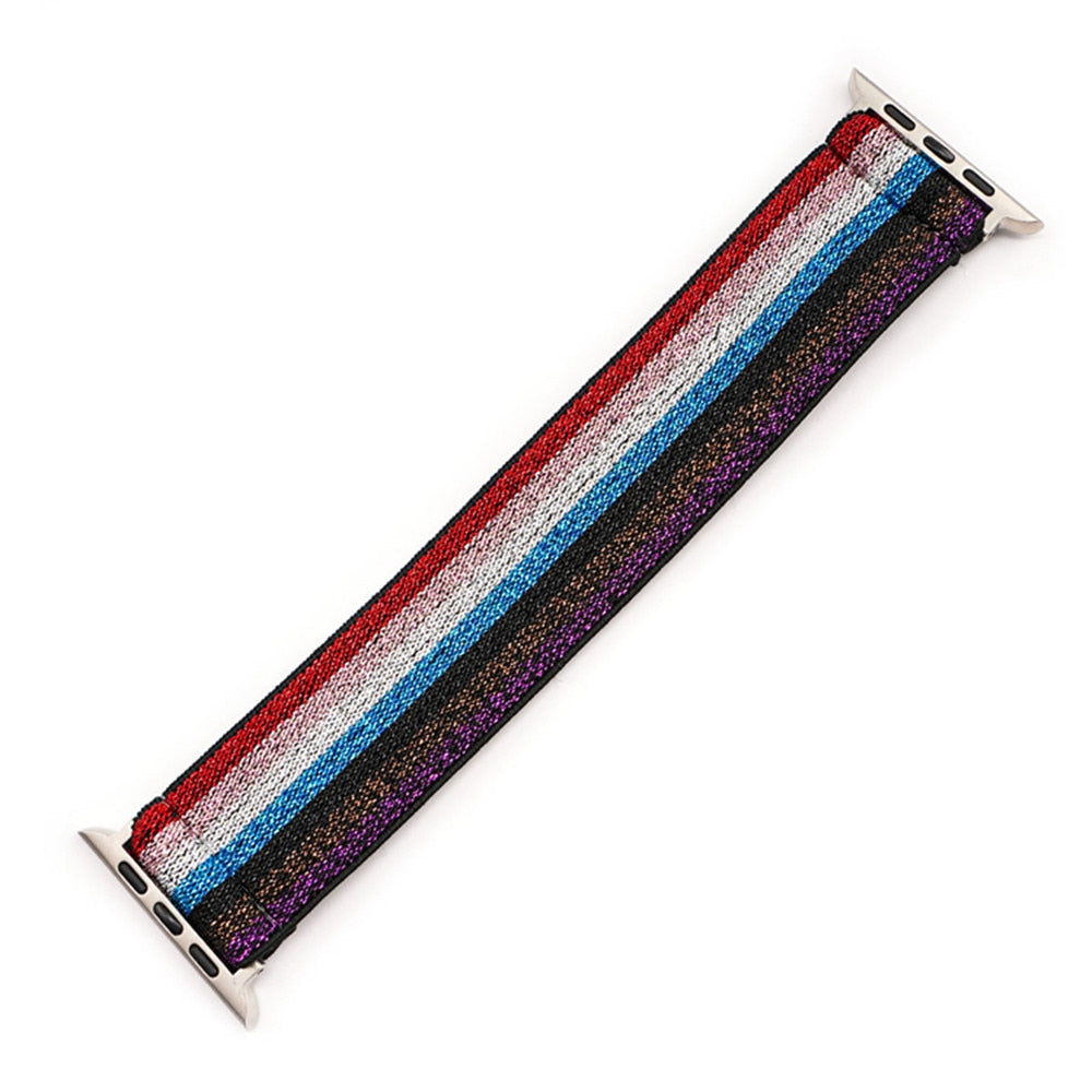 Bohemia Elastic Nylon Watch Strap for Apple Watch Band 42mm 44mm 38mm 40mm Scrunchie Solo Loop Bracelet for iwatch 6 SE 5 4 3