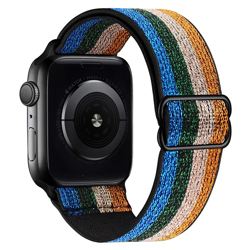 Adjustable Elastic Nylon solo Loop Strap for Apple watch band 44mm 40mm 38mm 42mm Scrunchie bracelet iWatch series 3 4 5 6 se