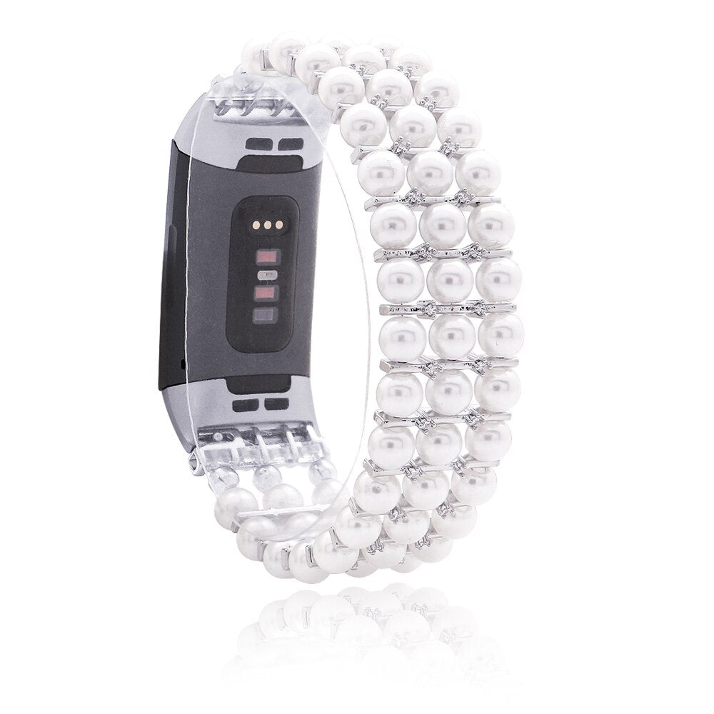 Women Natural Stone Elastic Watchband For Fitbit Charge 3/4 Handmade Beads Smart Watch Strap For Unisex Watch Bracelet Wristband