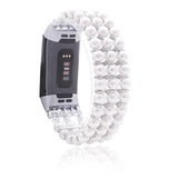 Women Natural Stone Elastic Watchband For Fitbit Charge 3/4 Handmade Beads Smart Watch Strap For Unisex Watch Bracelet Wristband