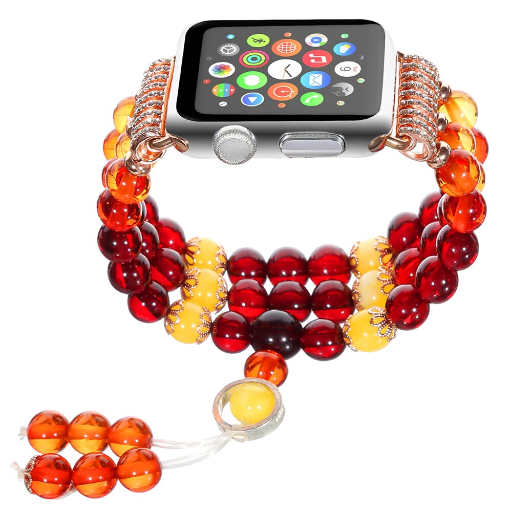 Bands for Apple Watch Band 38mm 40mm 42mm 44mm Beeswax Beaded Elastic Band for iWatch Series 5 4 3 2 1 Bracelet Straps for Women