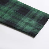 Green Plaid Elegant 1950s Style Vintage Robe V Neck High Waist Dress 3/4 Length Sleeve Women Retro Clothes Midi Dresses