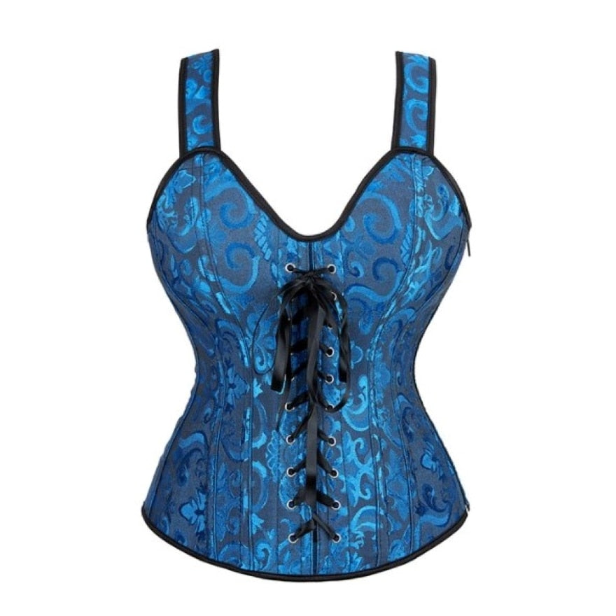 Women Sexy Lace Floral Overbust Corset Waist Training Victorian