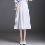 Summer Women Long Yellow Maxi Pleated High Waist Elastic Casual Party Midi Skirt