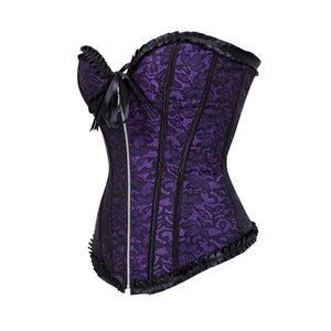 Vintage Sexy Corsets And Bustiers Zipper Front Gothic Floral Overbust Corset Body Trainer Shapewear Top Plus Size S-6XL