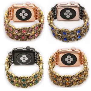 Natural Agate Stretch Bracelet for Apple Watch Band Women's Fashion Jewelry Gem Beads Wrist Strap for iWatch Series 4 3 2 1