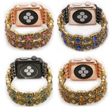Natural Agate Stretch Bracelet for Apple Watch Band Women's Fashion Jewelry Gem Beads Wrist Strap for iWatch Series 4 3 2 1