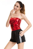 Stretchy Strapless Metallic Boob Tube Bandeau Off Shoulder Shiny Crop Club Dance Tops