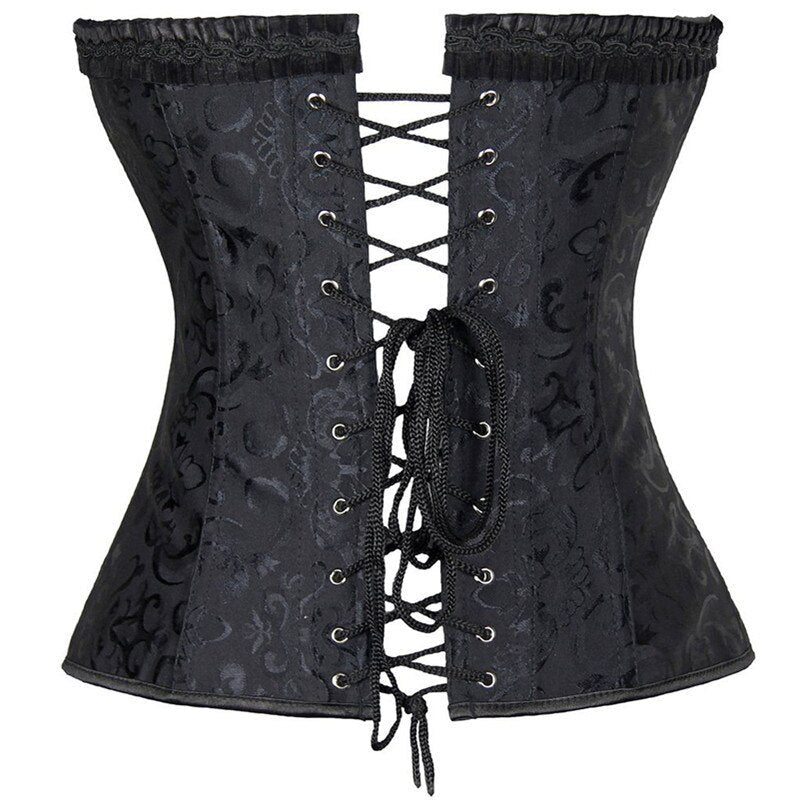Women's Steampunk Spiral Steels Boned Corset Sexy Jacquard Overbust Corselet and Bustiers Waist Cincher Shapewear Plus Size
