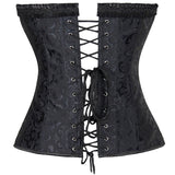 Women's Steampunk Spiral Steels Boned Corset Sexy Jacquard Overbust Corselet and Bustiers Waist Cincher Shapewear Plus Size