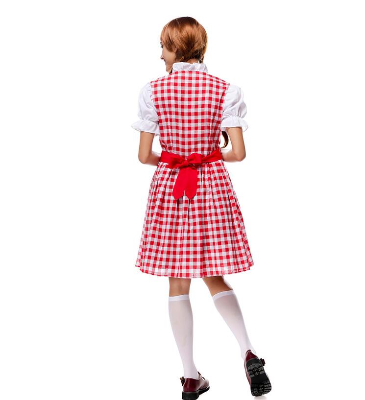 Adult Womens German Beer Girl Costume Fraulein Dirndl Fancy Dress Oktoberfest Maid Costume Halloween Party Outfit