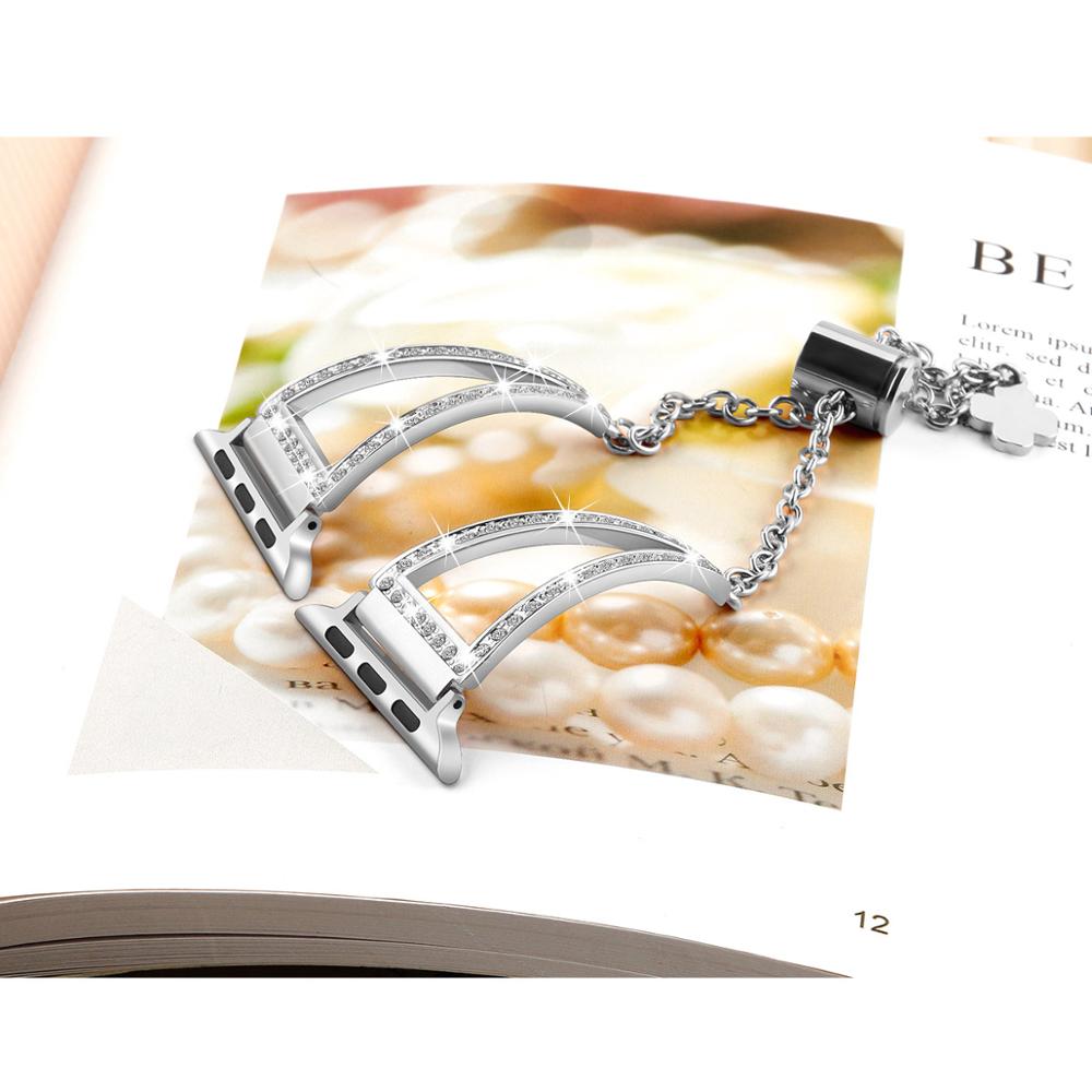 Bling bracelet For Apple Watch band 40mm 44mm 38mm 42mm Ladies Diamond stainless steel metal belt iWatch series 3 4 se 6 strap
