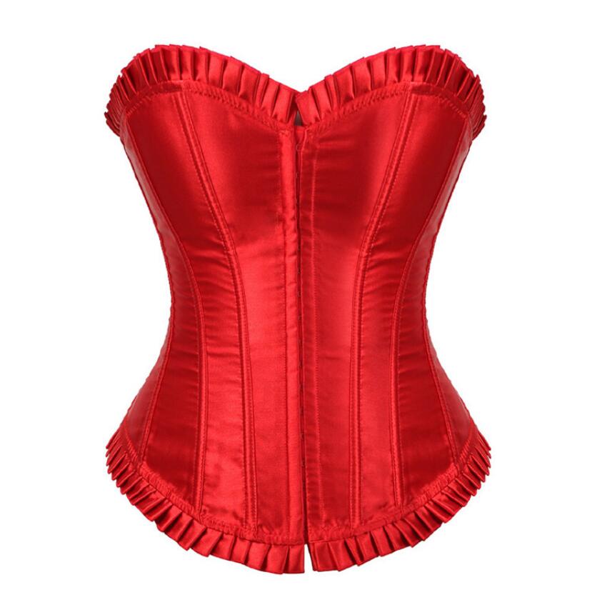 Women's Sexy Lacing Corset Top Satin Floral Boned Overbust Body Shaper  Bustier 
