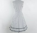 Polka Dot 1950S Sweetheart Tie Neck Summer Elegant Vintage Sleeveless Rockabilly Blue Dress