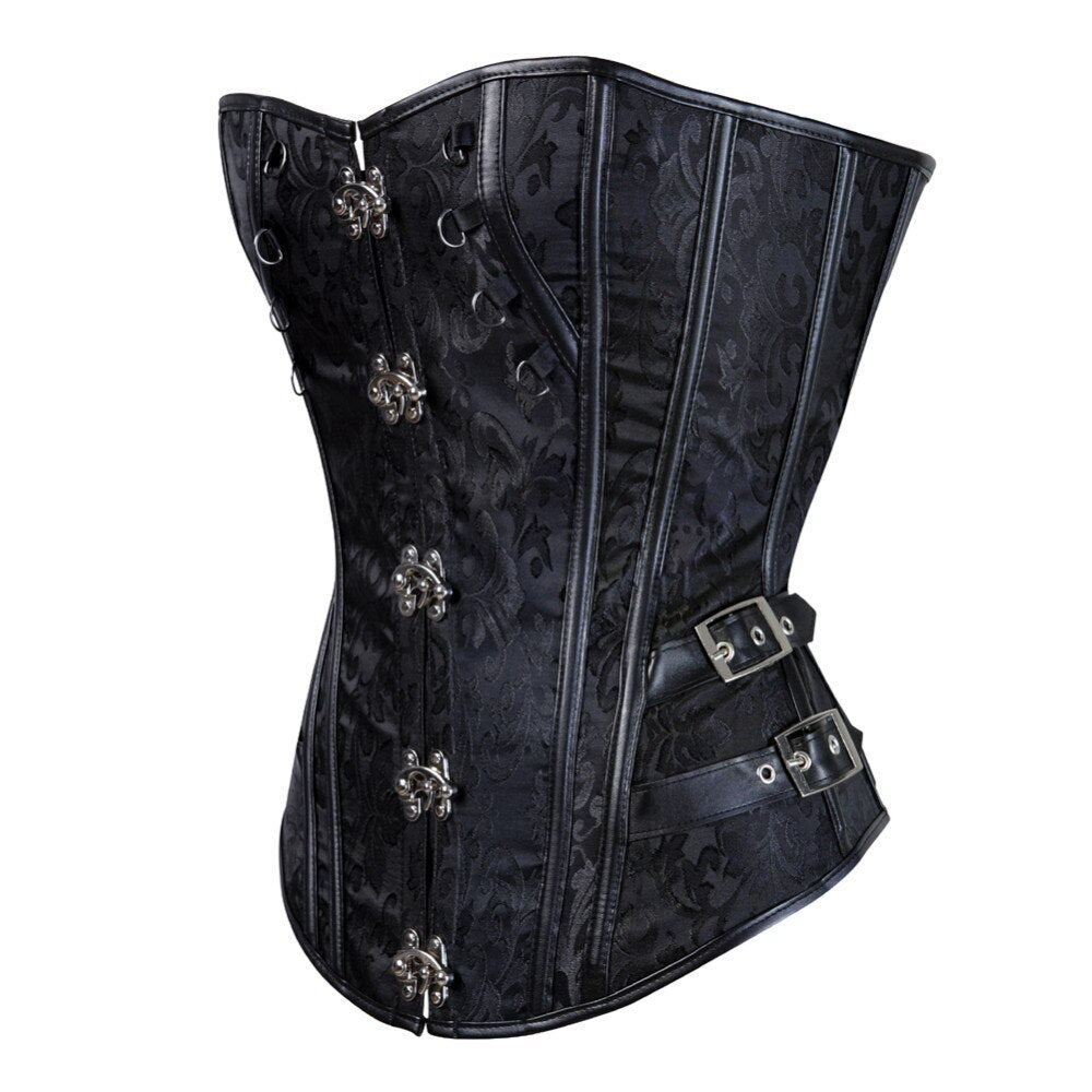 S-6XL Steampunk Corset Overbust Gothic Women Black Brocade Corsets And Bustiers Slimming Waist Trainer Bustier Corselet