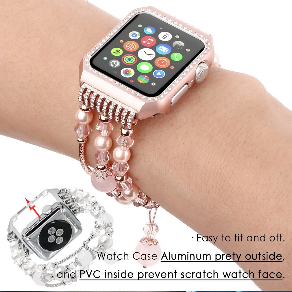 Metal Diamond Case+ band For Apple Watch Series 4 3 2 1 Bracelet Women Replacement watch strap for iWatch 38mm 42mm 40mm 44mm