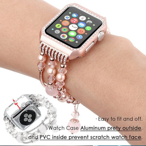 Metal Diamond Case+ band For Apple Watch Series 4 3 2 1 Bracelet Women Replacement watch strap for iWatch 38mm 42mm 40mm 44mm