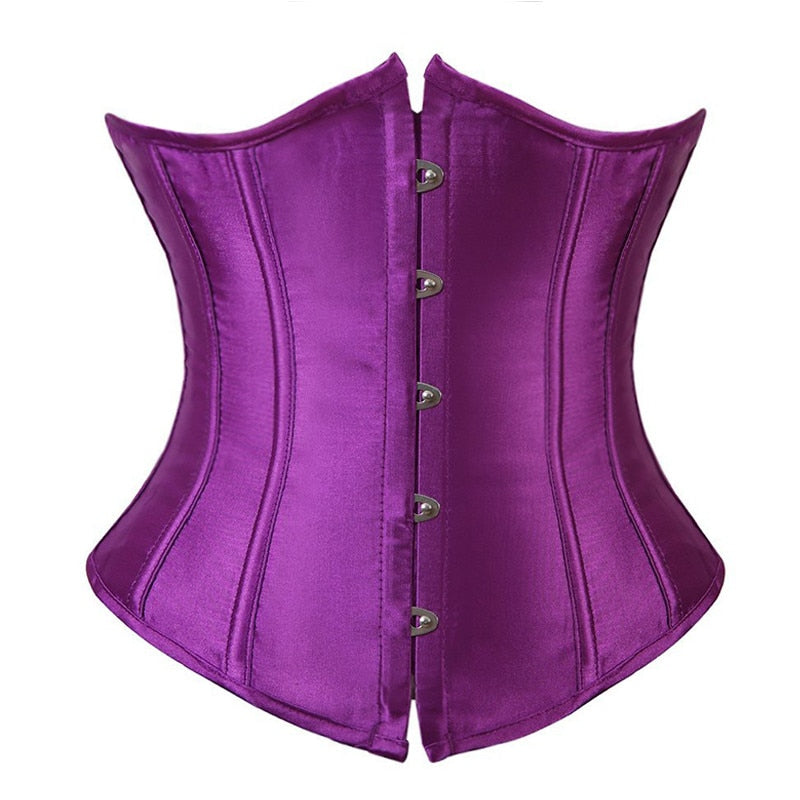 Sexy Solid Corset Waist Shapers Everyday Waist Cinchers Slimming Shapewear Lace Up Satin Underbust Corsets S-6XL