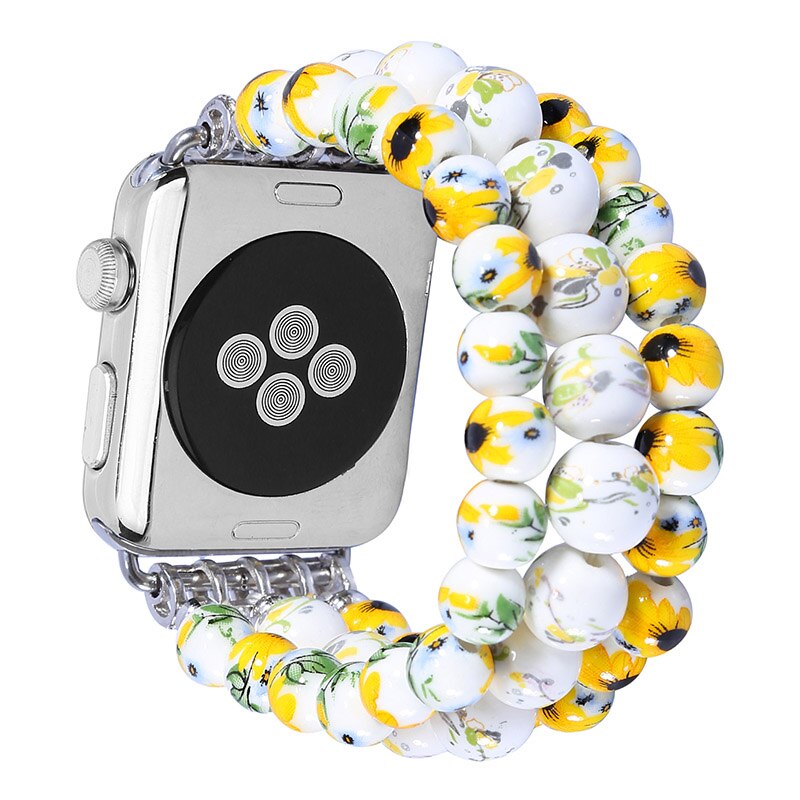 Ceramic Watchband for Apple Watch 44mm 40mm 38mm 42mm Smart Watch Band Strap Bracelet Ceramic Bead Watchband for iWatch SE 6 5 4
