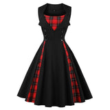 Plaid Vintage Red Tunic Summer Dress Women Button Pinup Girls 1950s Dress