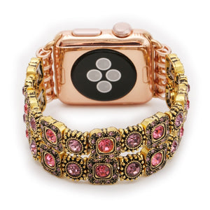 Natural Agate Stretch Bracelet for Apple Watch Band Women's Fashion Jewelry Gem Beads Wrist Strap for iWatch Series 4 3 2 1