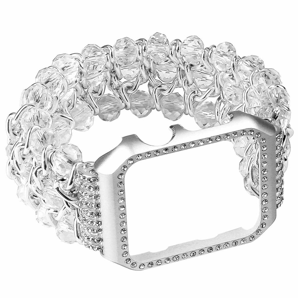 DAHASE Jewel Beads Metal Chain Bracelet for Apple Watch Band 38/42mm Bling Diamond Cover for iWatch Series 1/2/3 Wrist Strap