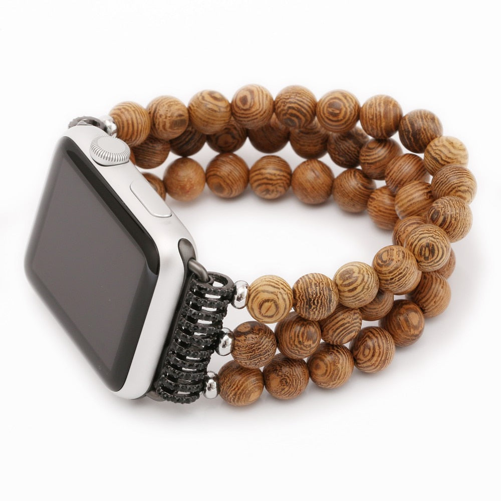 Flexible Cord Pearl Agate Strap for Apple Watch Series 4 3 2 1 Band for iWatch Watchband Wrist Band Woman Fashion Bracelet