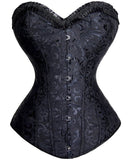 Women's Steampunk Spiral Steels Boned Corset Sexy Jacquard Overbust Corselet and Bustiers Waist Cincher Shapewear Plus Size