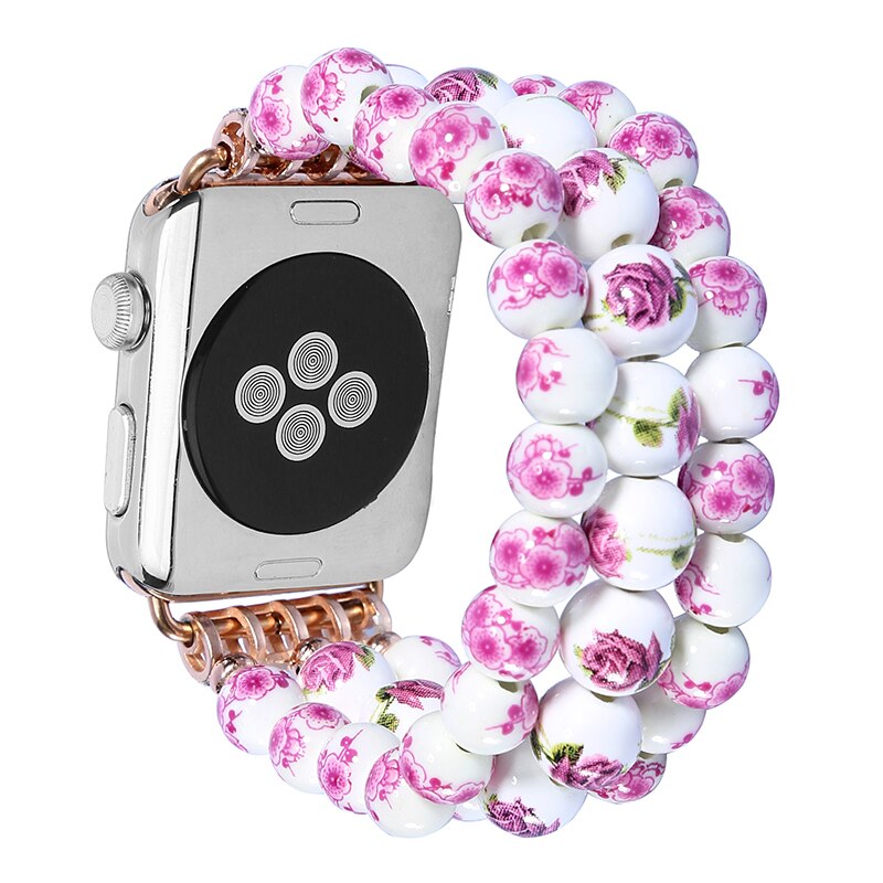 Ceramic Watchband for Apple Watch 44mm 40mm 38mm 42mm Smart Watch Band Strap Bracelet Ceramic Bead Watchband for iWatch SE 6 5 4