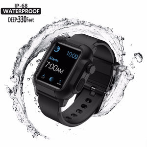 Waterproof Shock Proof Impact Resistant case for Apple Watch series 3 2 Soft Silicone band for iwatch band 42mm accessories