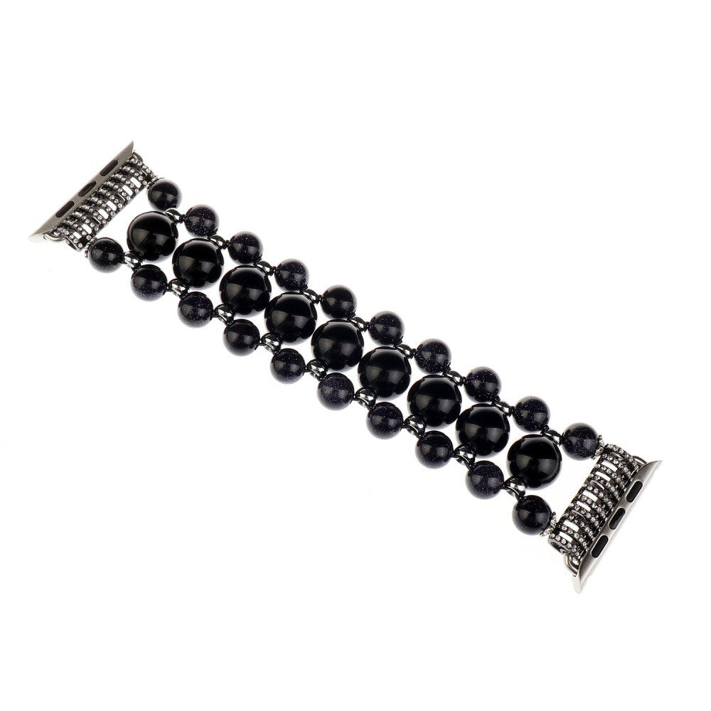 Flexible Cord Pearl Agate Strap for Apple Watch Series 4 3 2 1 Band for iWatch Watchband Wrist Band Woman Fashion Bracelet