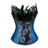Burlesque Embroidery Peacock Princess Corset showgirl Dance Overbust Corsets Cosplay Feathers Bustier bodyshaper Plus Size S-6XL