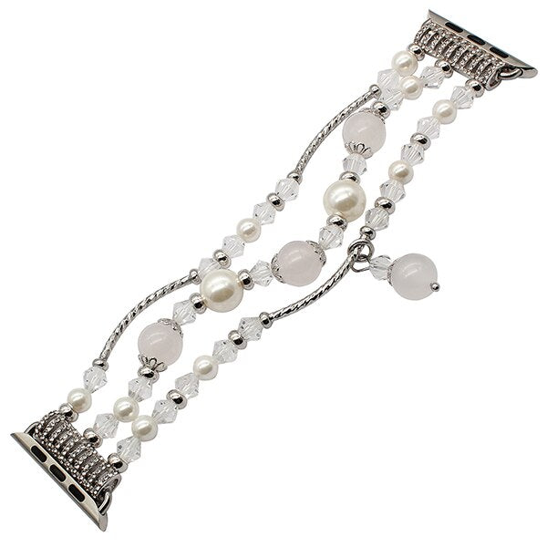 Luxury Agate Bead Watchband for iWatch Apple Watch 38mm 42mm Series 1 2 3 Women Band Flexible Strap Wrist Bracelet with Adapters