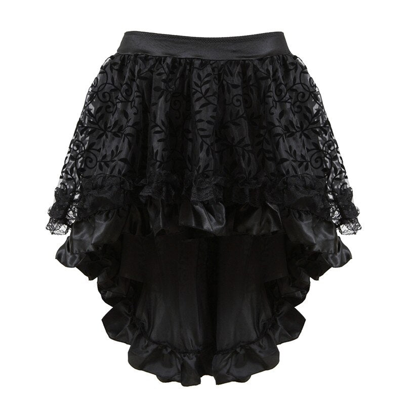 Sexy Brocade Corset with Skirt Straps Lace-up Jacquard Overbust Corset Dress Body Shaper Waist Cincher Bustier Dance Dress
