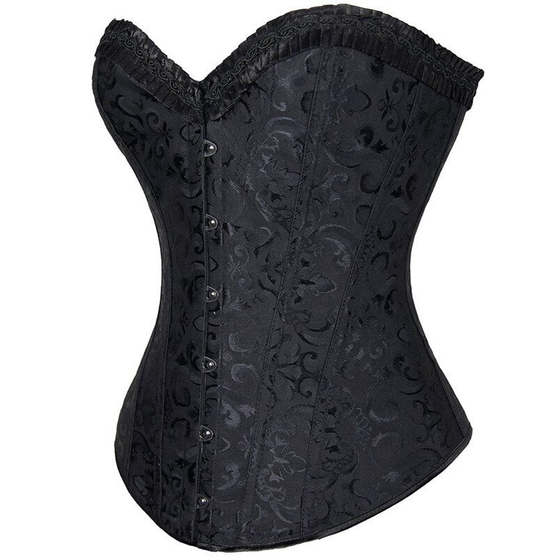 Women's Steampunk Spiral Steels Boned Corset Sexy Jacquard Overbust Corselet and Bustiers Waist Cincher Shapewear Plus Size