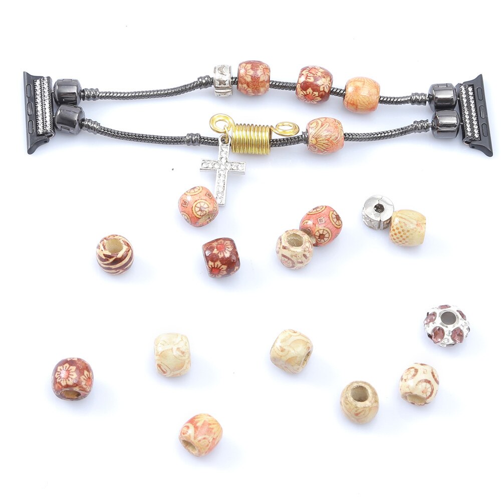 Wooden Beads Jewelry Bracelet for Apple Watch SE Band Series 6 5 4 3 Women Girl Fashion Strap for iWatch 40mm 44mm 38/42mm Belt
