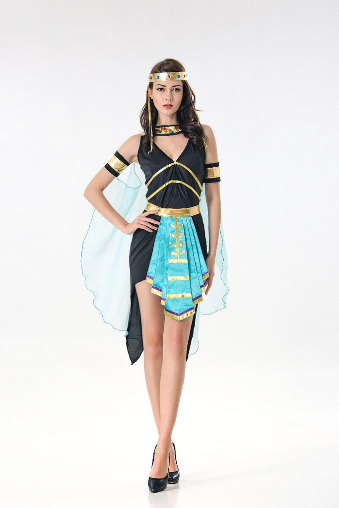 5 Pcs Deluxe Sexy Ancient Egyptian Costumes Pharaoh Empress Cleopatra Queen Halloween Cosplay Clothing for Girl's Fancy Dress