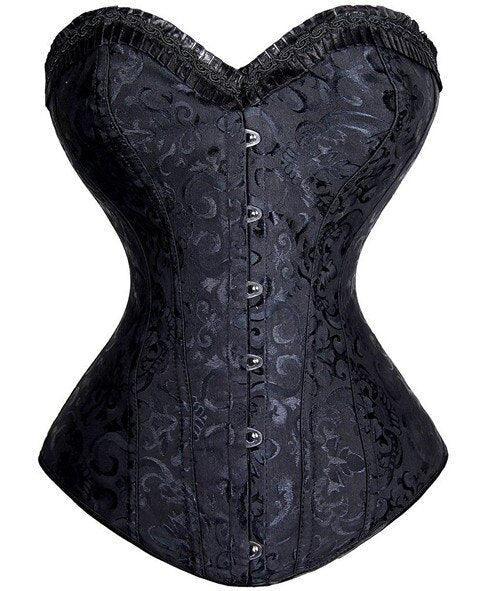 Women's Steampunk Spiral Steels Boned Corset Sexy Jacquard Overbust Corselet and Bustiers Waist Cincher Shapewear Plus Size
