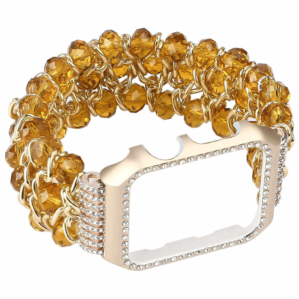 DAHASE Jewel Beads Metal Chain Bracelet for Apple Watch Band 38/42mm Bling Diamond Cover for iWatch Series 1/2/3 Wrist Strap