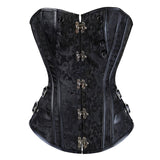 S-6XL Steampunk Corset Overbust Gothic Women Black Brocade Corsets And Bustiers Slimming Waist Trainer Bustier Corselet
