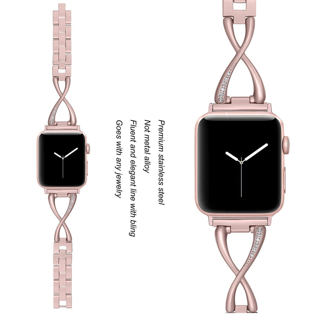 Women Watch band for Apple Watch Bands 38mm/42mm/40mm/44mm diamond Stainless Steel Strap for iwatch series 5 4 3 2 1 Bracelet