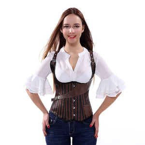 corsets dress with skirt burlesque vintage striped satin leather lace up corset bustier tops for women gothic cosplay costume