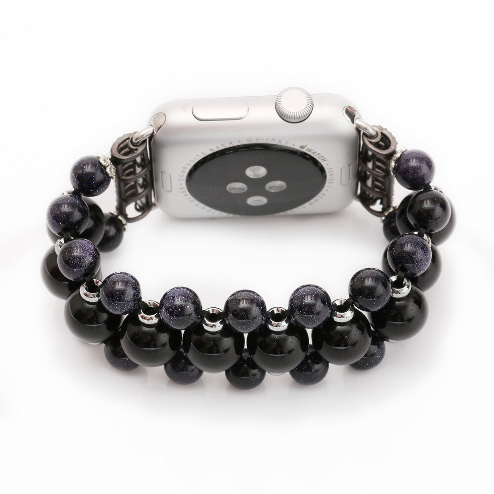 Flexible Cord Pearl Agate Strap for Apple Watch Series 4 3 2 1 Band for iWatch Watchband Wrist Band Woman Fashion Bracelet