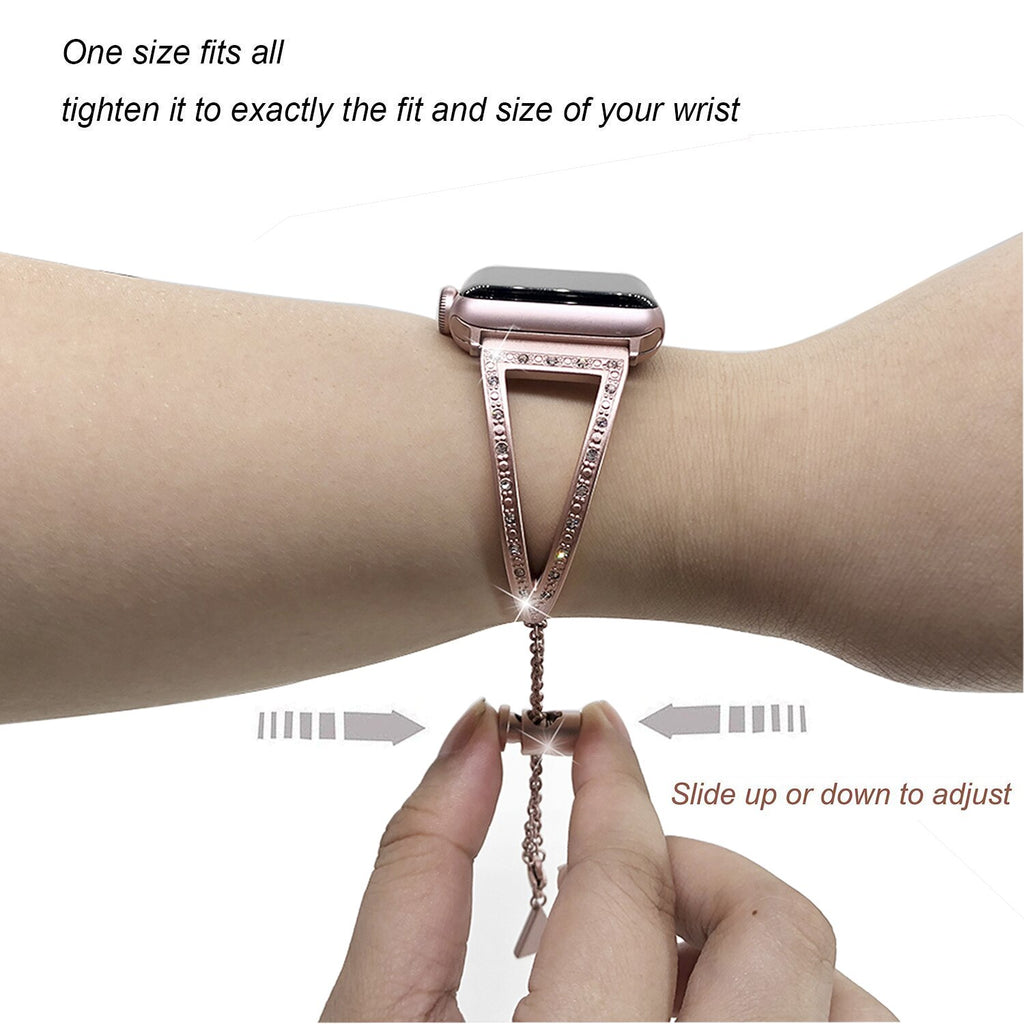 Diamond watch Bands For Apple Watch 38mm 42mm 40mm 44mm iwatch band Series 5 4 3 2 1 Stainless Steel strap Women Bracelet