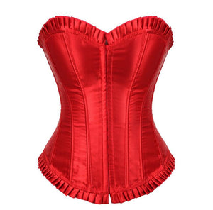 Women Corset Sexy Slim Satin Lace up Boned Overbust Corset and Bustier Body Shaper Top Lingerie Plus Size S-XXL