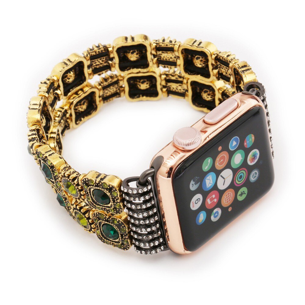 Natural Agate Stretch Bracelet for Apple Watch Band Women's Fashion Jewelry Gem Beads Wrist Strap for iWatch Series 4 3 2 1